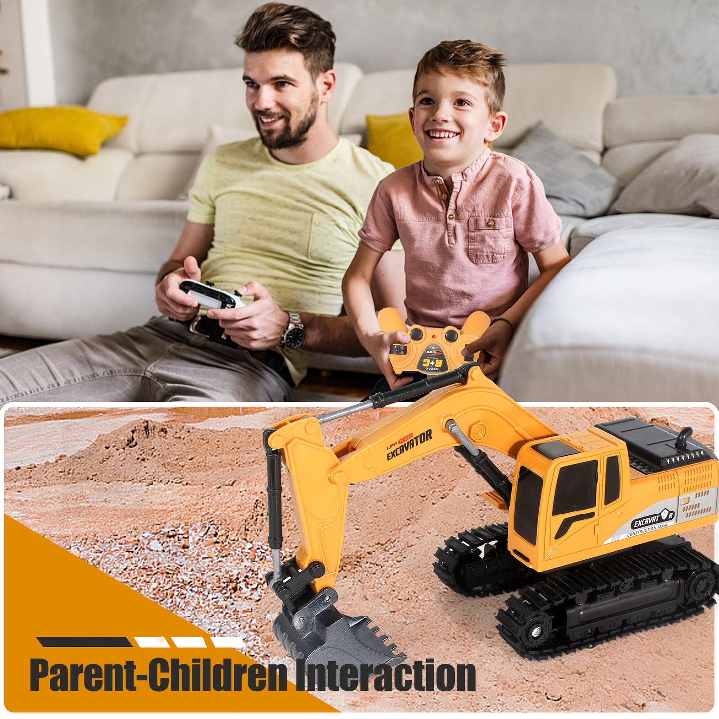 AU 2025 RC Digger Remote Controlled Excavator Construction Vehicle Truck Car Kids Gifts,The Logistics Will Be Send Randomly