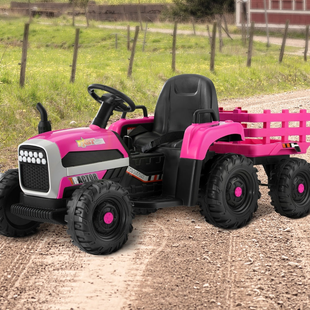 Pink Kids Ride On Tractor Car 12V with Remote Control Toy