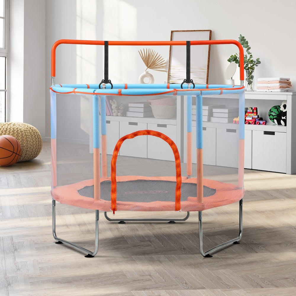 60 Inch Kids Trampoline with Safety Net Enclosure and Horizontal Bar