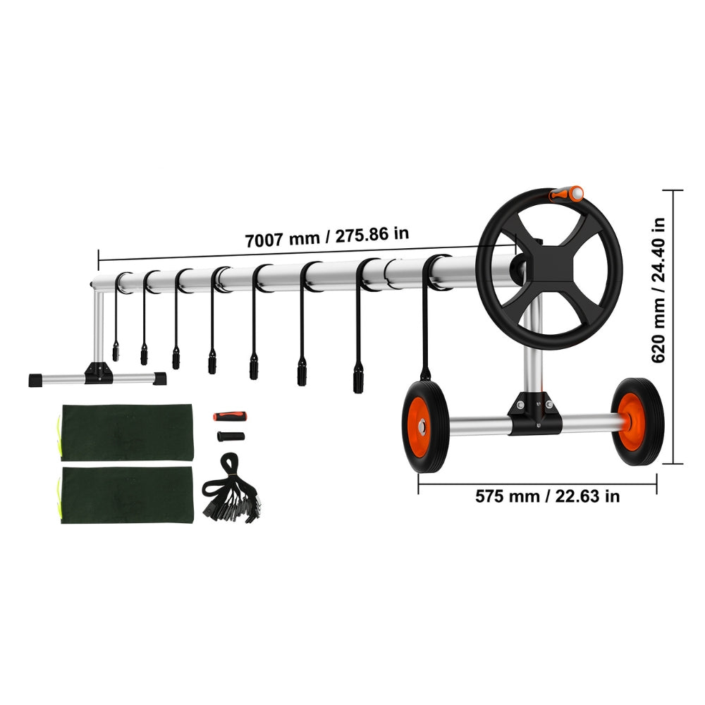 Pool Cover Reel Solar Inground Cover Aluminum Reel Set with Sandbags