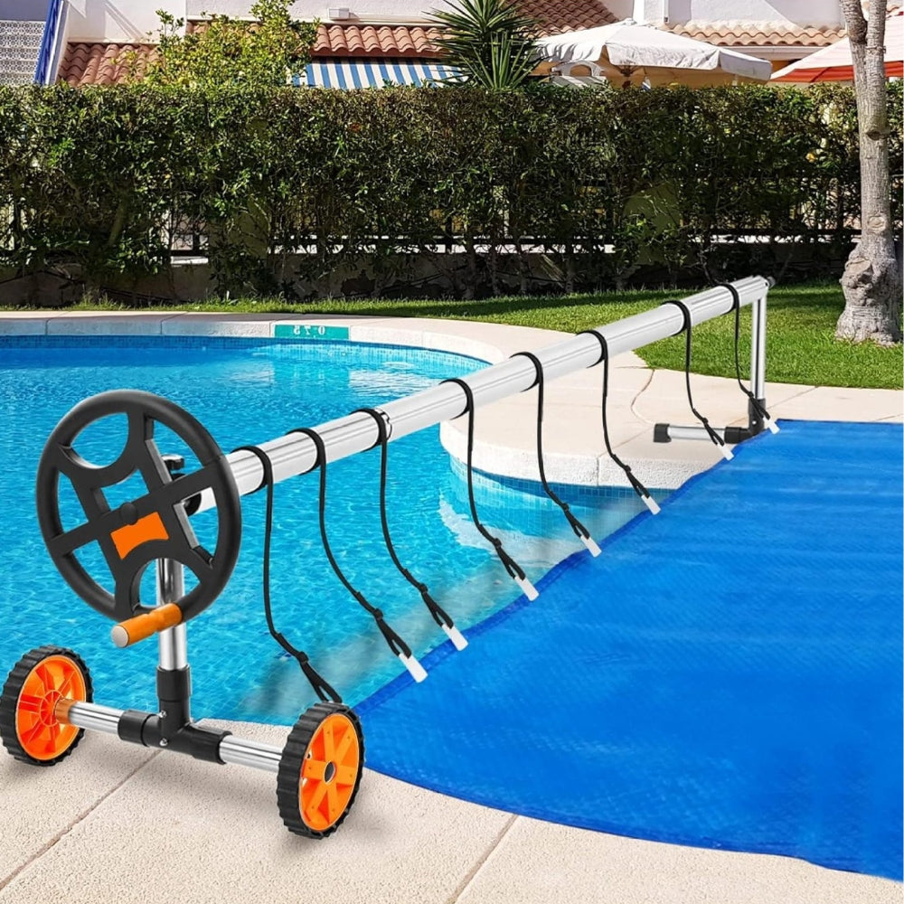 Pool Cover Reel Solar Inground Cover Aluminum Reel Set with Sandbags
