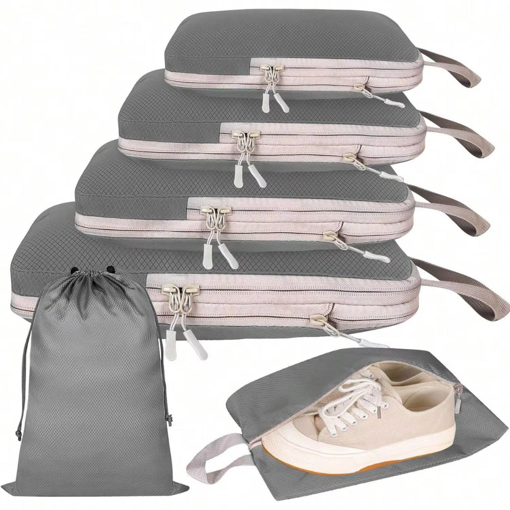 6 Set Compression Packing Travel Storage Bag Cubes Luggage Organizer