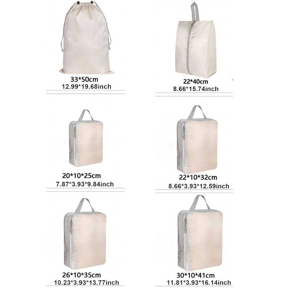 6 Set Compression Packing Travel Storage Bag Cubes Luggage Organizer