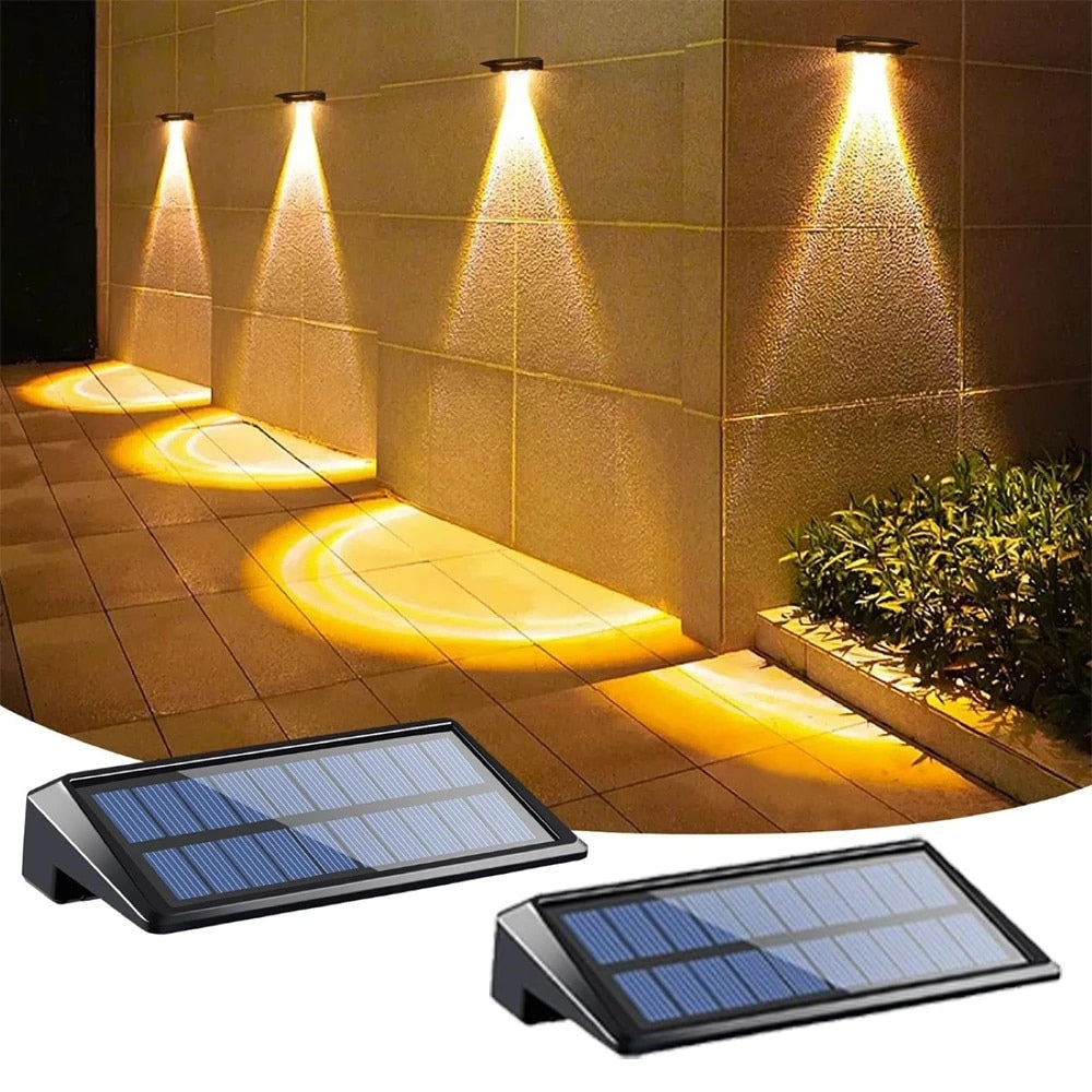 2 Pack Solar Wall Lights LED Solar Fence Outdoor Waterproof Lights