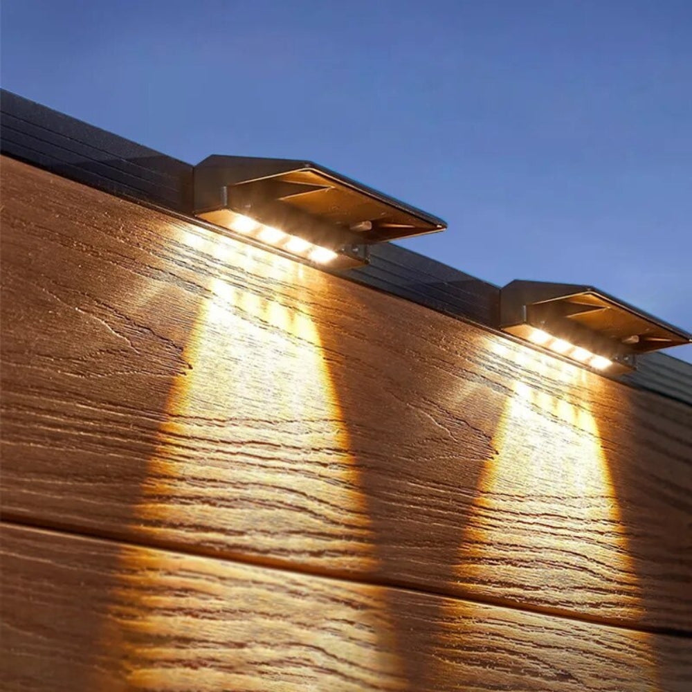 2 Pack Solar Wall Lights LED Solar Fence Outdoor Waterproof Lights