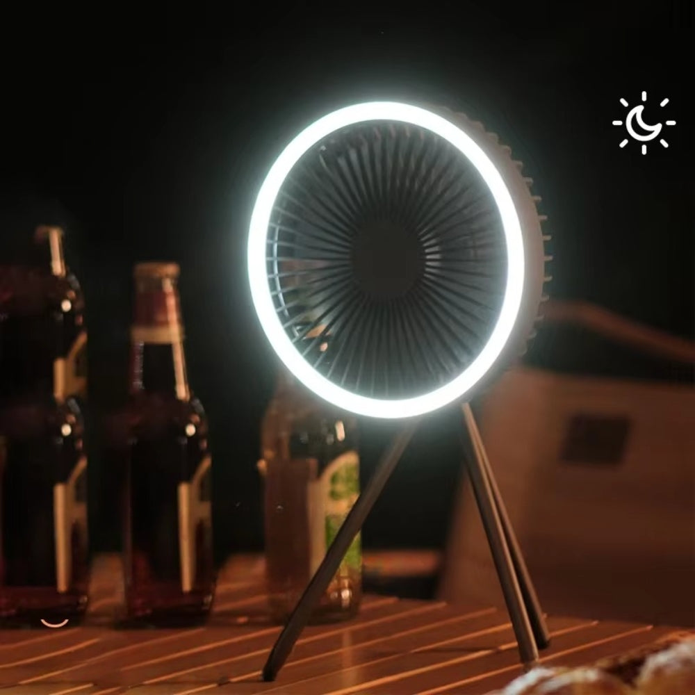 10000mAh Rechargeable Camping Fan with Power Bank & LED Light