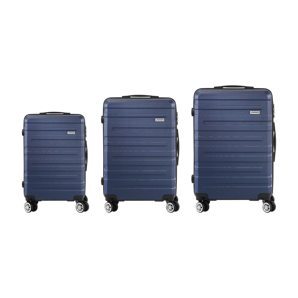 Mazam 3PCS Luggage Set TSA Lock Hard Case Navy