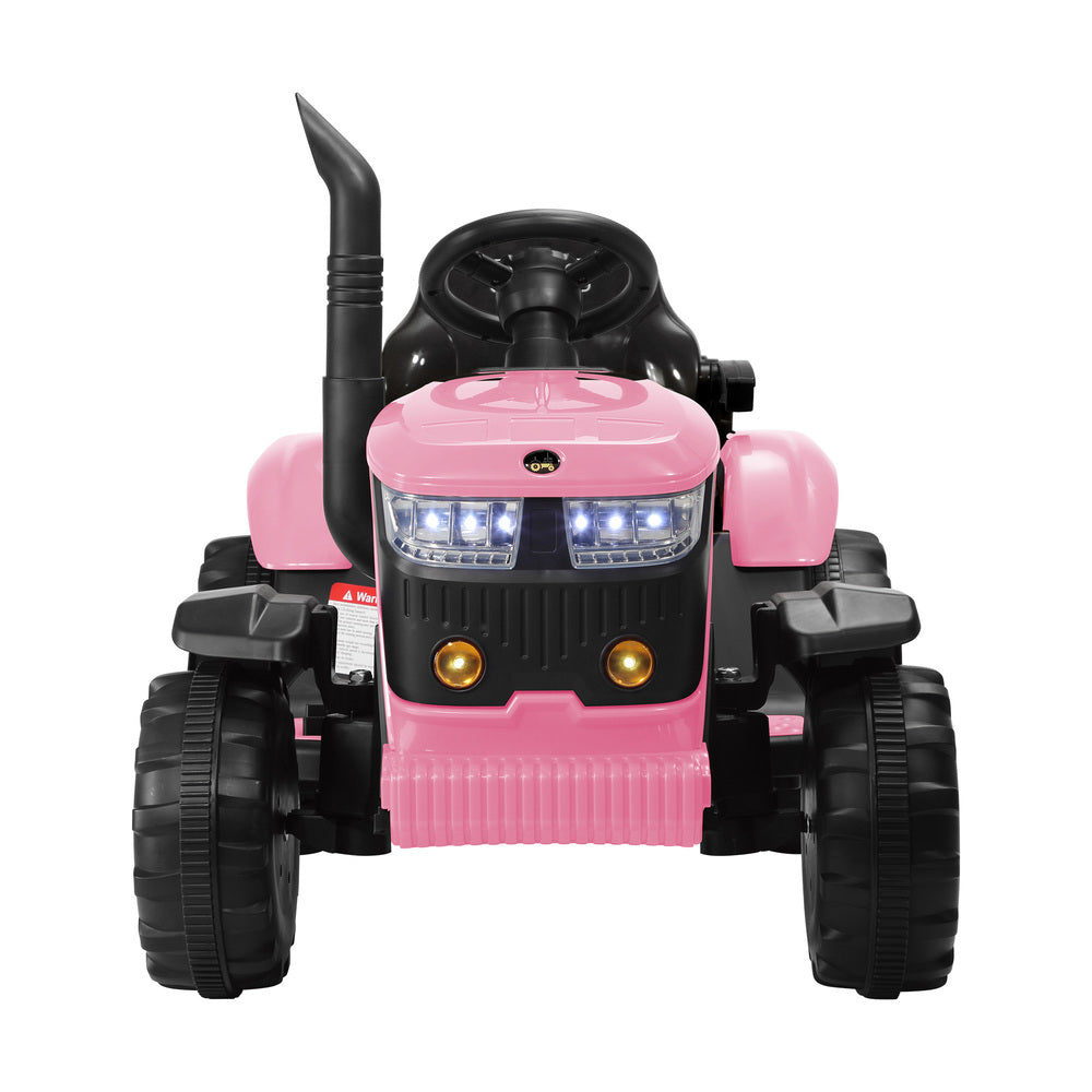 XL Kids Ride On Tractor 12V with Trailer Remote Pink and Black