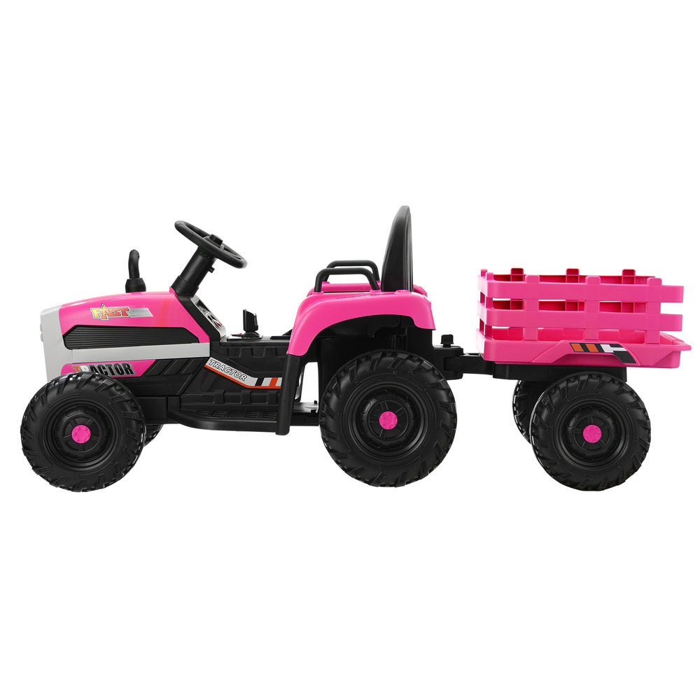 Pink Kids Ride On Tractor Car 12V with Remote Control Toy