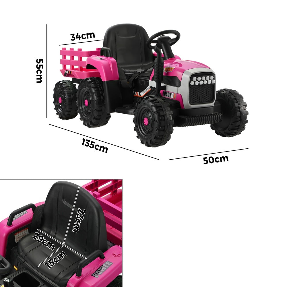 Pink Kids Ride On Tractor Car 12V with Remote Control Toy