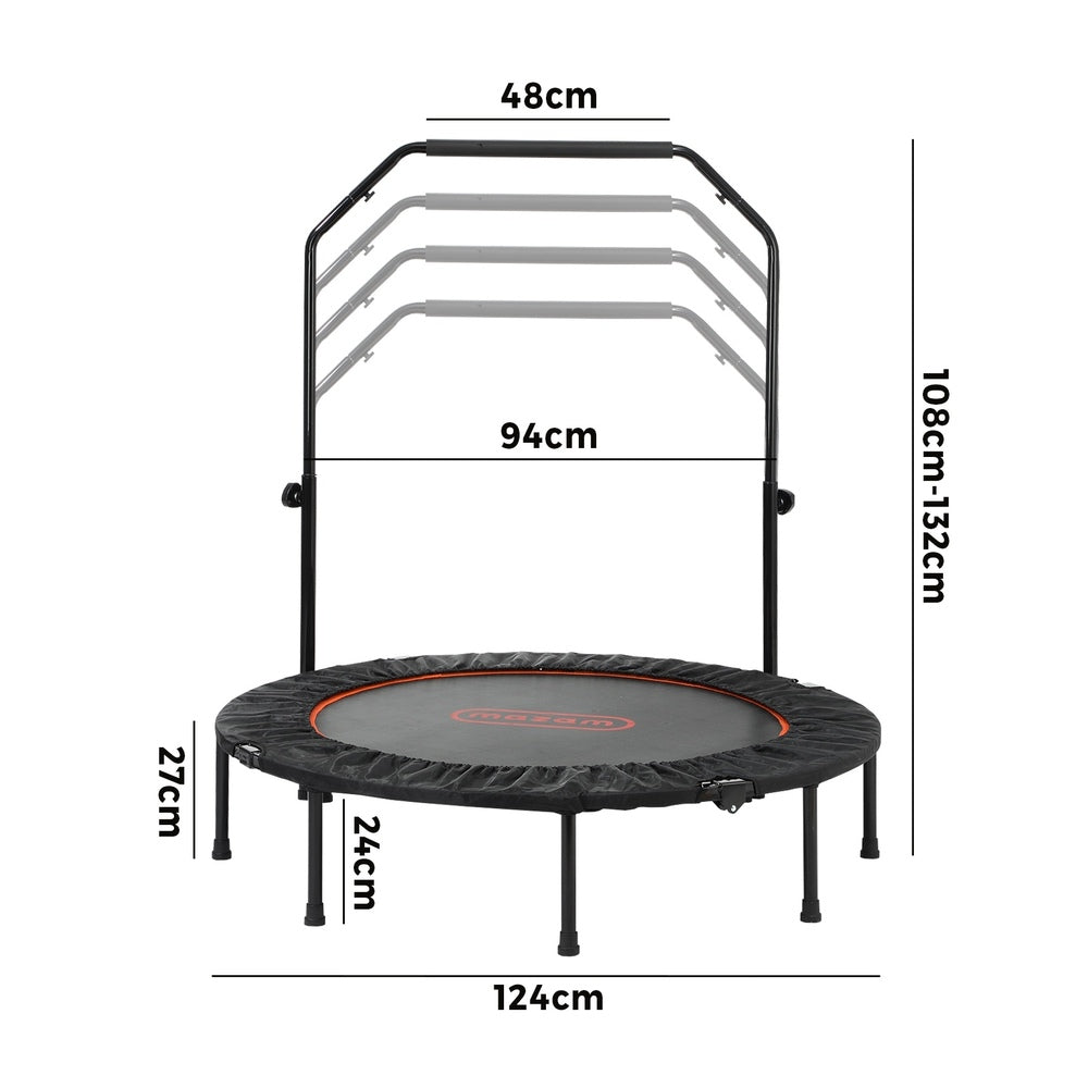 48 Inch Round Trampoline Fitness Rebounder with Handrail
