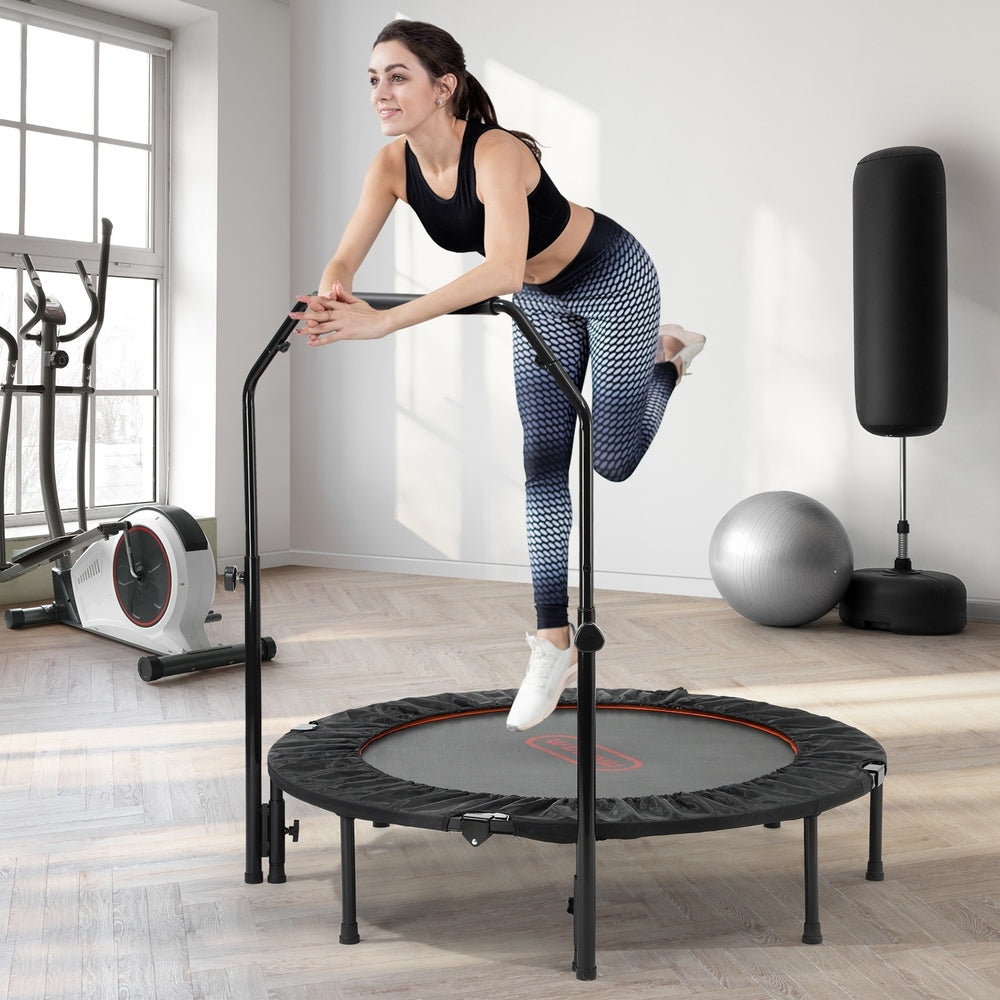 48 Inch Round Trampoline Fitness Rebounder with Handrail