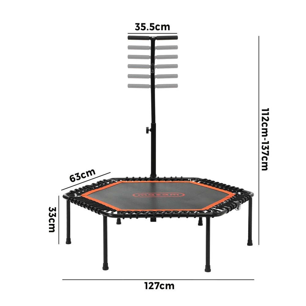 50 Inch Adjustable Trampoline Fitness Rebounder with Handrail
