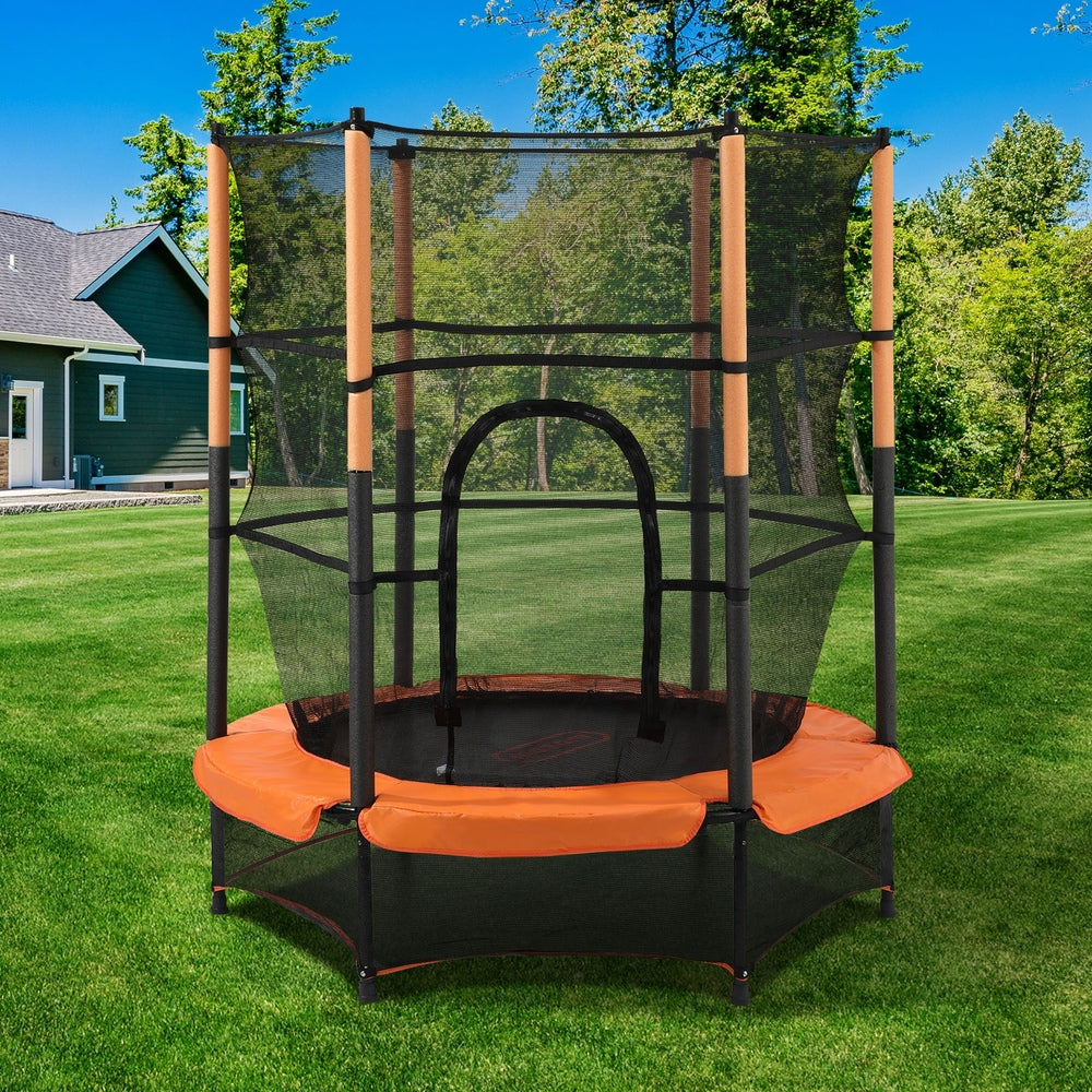 55 Inch Round Kids Trampoline with Safety Net Enclosure
