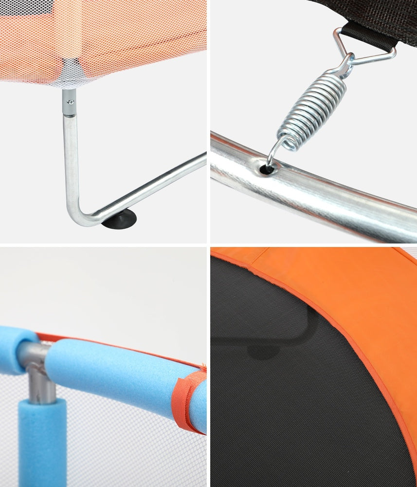 60 Inch Kids Trampoline with Safety Net Enclosure and Horizontal Bar