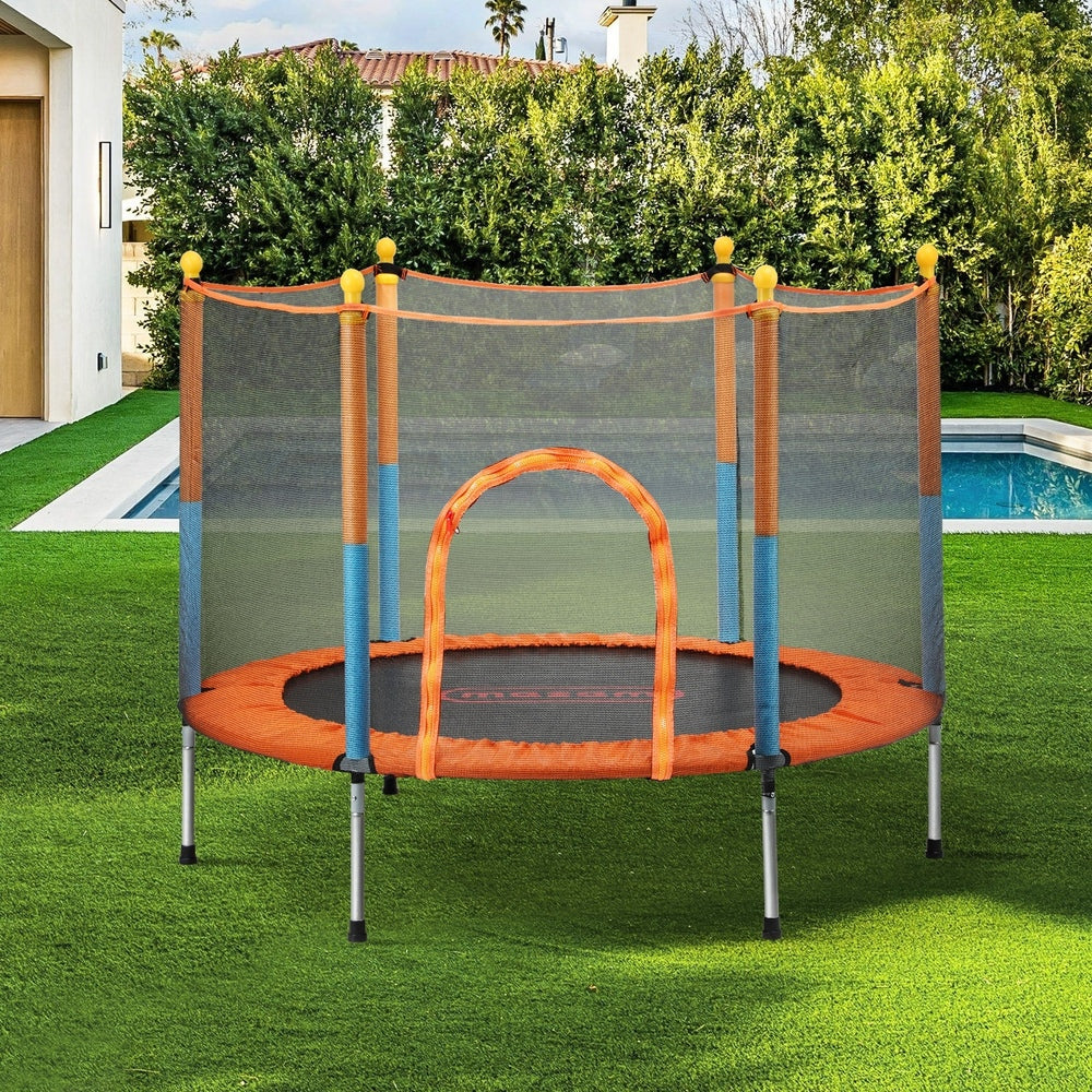 60 Inch Kids Jumping Trampoline with Safety Net Enclosure and Pad