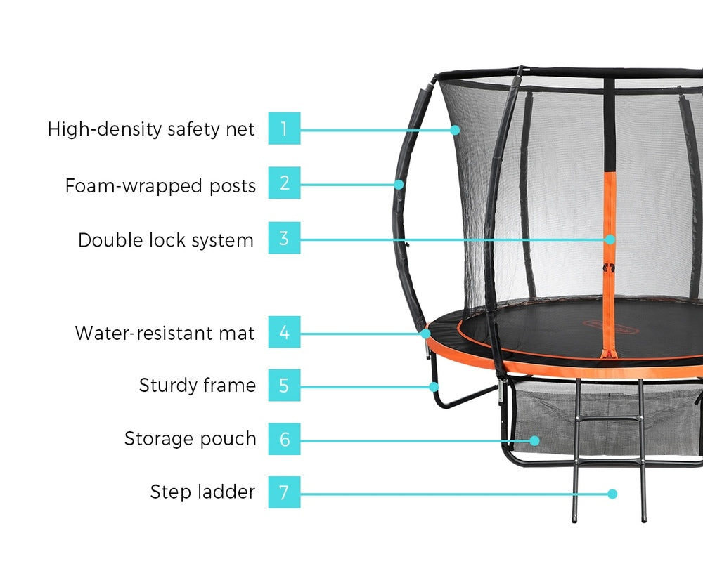 8FT Round Kids Trampoline with Safety Net Enclosure and Ladder