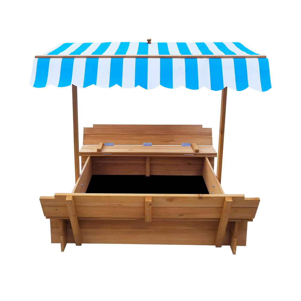 Wooden Kids Sandpit Sandbox with Canopy Beach Play